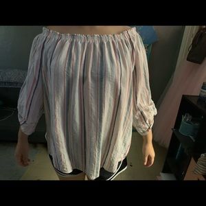 Striped off the shoulder blouse :)